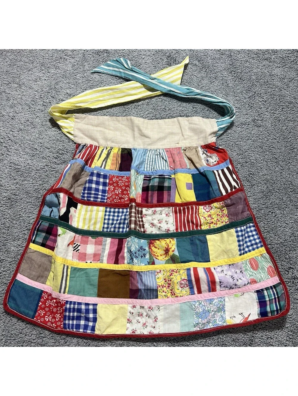 Vintage Handmade Patchwork Half Apron Cottage Farmgirl Country Small Wmn / Youth